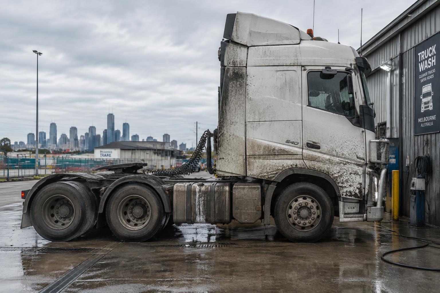 Before: Prime Mover Wash covered in road grime